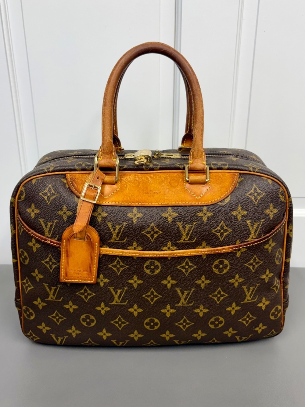 Vintage Louis Vuitton Deauville Monogram Canvas & Vachetta Leather Bag